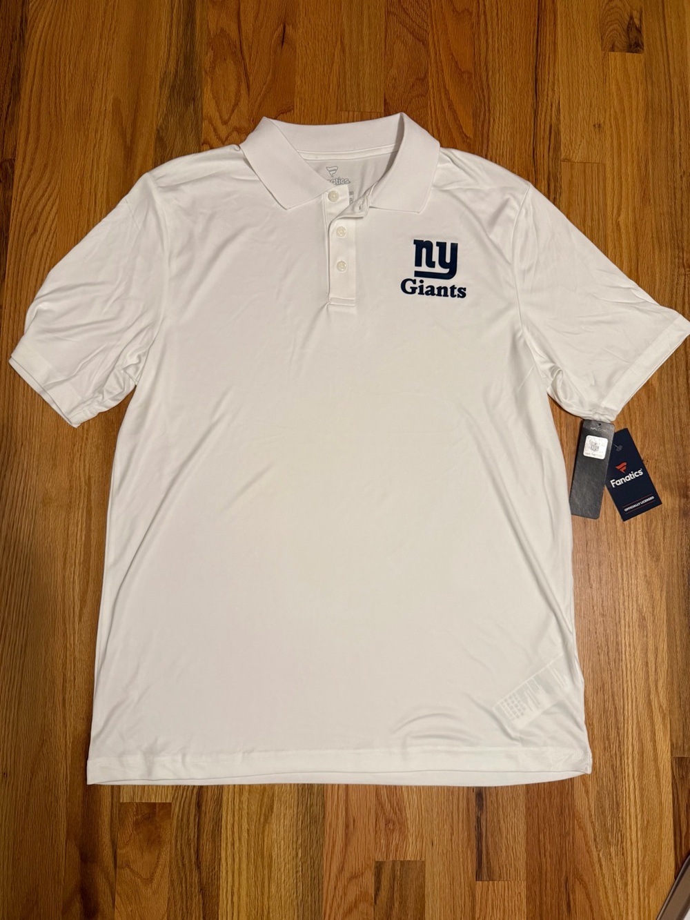 Fanatics White NY Giants Polo with Navy Logo
